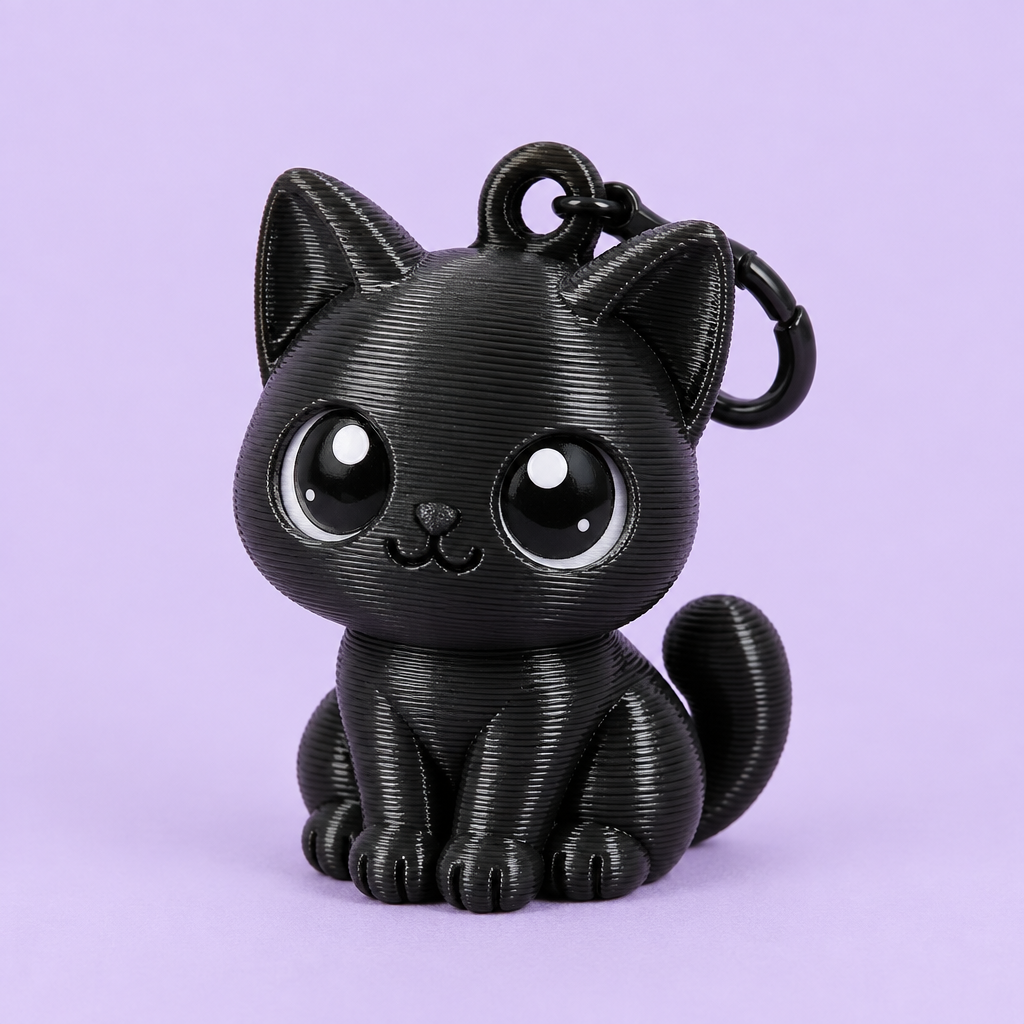 3-D printed Black Cat Bag Buddy charm