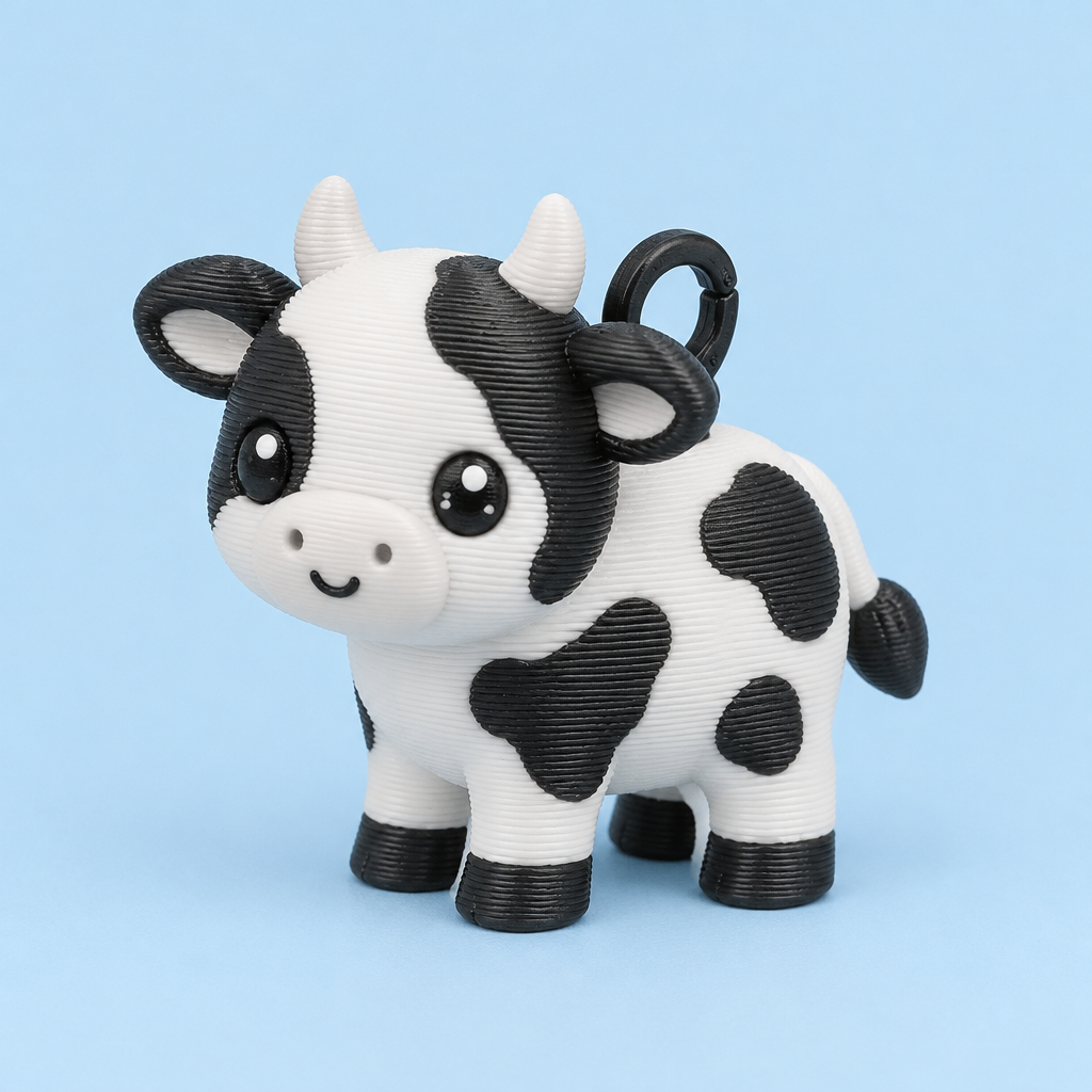 3-D printed Cow Bag Buddy charm
