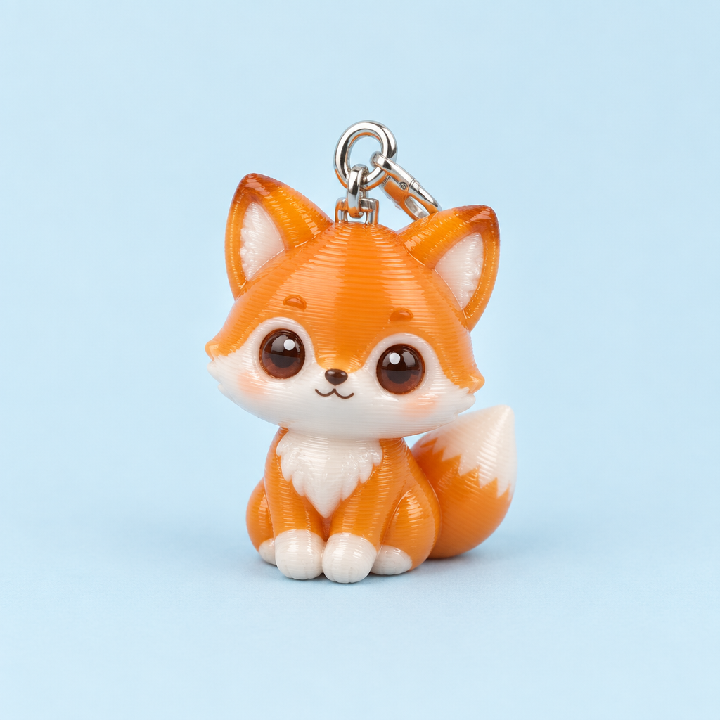 3-D printed Fox Bag Buddy charm